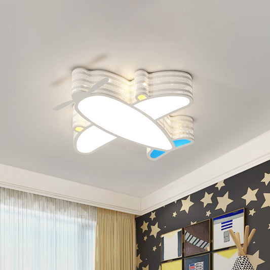 Airplane Baby Room LED Ceiling Fixture Acrylic Cartoon Flush Mounted Lamp in Warm/White/3 Color Light White Clearhalo 'Ceiling Lights' 'Close To Ceiling Lights' 'Close to ceiling' 'Flush mount' Lighting' 1909377