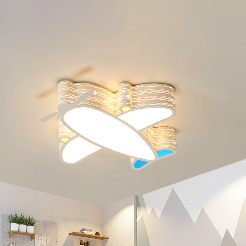 Airplane Baby Room LED Ceiling Fixture Acrylic Cartoon Flush Mounted Lamp in Warm/White/3 Color Light Clearhalo 'Ceiling Lights' 'Close To Ceiling Lights' 'Close to ceiling' 'Flush mount' Lighting' 1909378