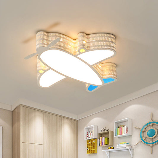 Airplane Baby Room LED Ceiling Fixture Acrylic Cartoon Flush Mounted Lamp in Warm/White/3 Color Light Clearhalo 'Ceiling Lights' 'Close To Ceiling Lights' 'Close to ceiling' 'Flush mount' Lighting' 1909379