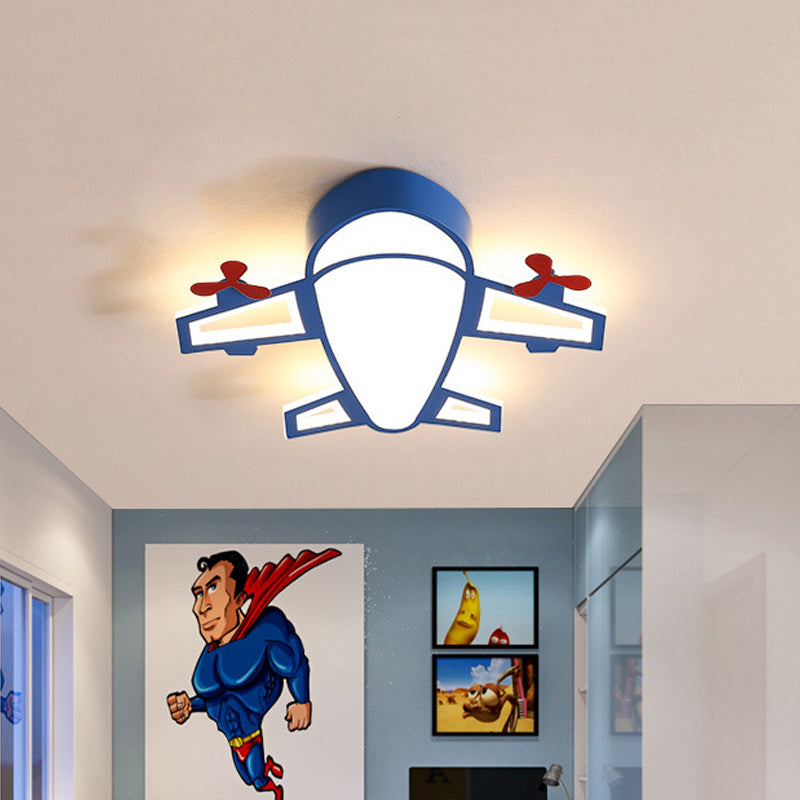 Acrylic Plane Flush Mount Recessed Lighting Cartoon Style LED Blue Ceiling Lamp in White/3 Color Light Blue Clearhalo 'Ceiling Lights' 'Close To Ceiling Lights' 'Close to ceiling' 'Flush mount' Lighting' 1909382