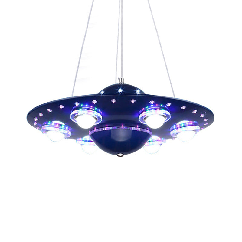 Metal Flying Saucer Hanging Chandelier Cartoon Integrated LED Pendant Ceiling Light in Silver/Dark Blue Clearhalo 'Ceiling Lights' 'Chandeliers' Lighting' options 1909430