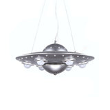 Metal Flying Saucer Hanging Chandelier Cartoon Integrated LED Pendant Ceiling Light in Silver/Dark Blue Clearhalo 'Ceiling Lights' 'Chandeliers' Lighting' options 1909434