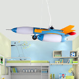 Opal Glass Airplane Chandelier Pendant Cartoon Red/Blue LED Suspension Light for Child Bedroom Clearhalo 'Ceiling Lights' 'Chandeliers' Lighting' options 1909455