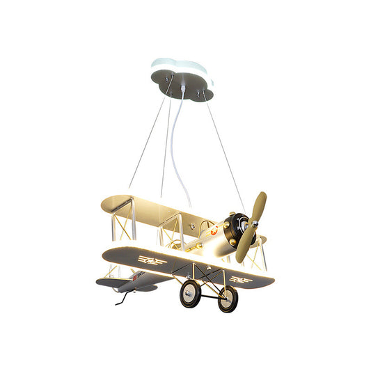 Biplane Acrylic Chandelier Lamp Kids LED White Ceiling Pendant Light for Boys Bedroom Clearhalo 'Ceiling Lights' 'Chandeliers' Lighting' options 1909463