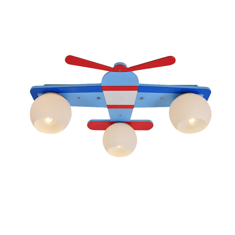 Cartoon Airplane Flush Mount Fixture 3 Bulbs Metal Ceiling Light in Blue for Kindergarten Clearhalo 'Ceiling Lights' 'Close To Ceiling Lights' 'Close to ceiling' 'Flush mount' Lighting' 190947