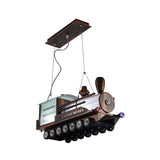 Steam Locomotive Kids Bedroom Chandelier Metal Cartoon LED Hanging Ceiling Light in Coffee Clearhalo 'Ceiling Lights' 'Chandeliers' Lighting' options 1909477