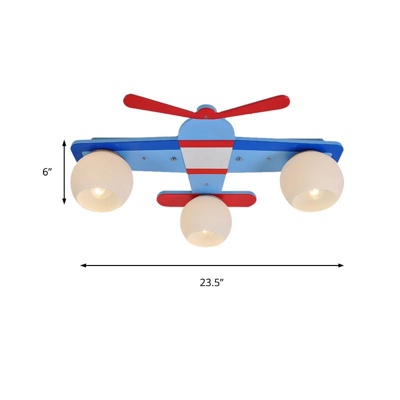 Cartoon Airplane Flush Mount Fixture 3 Bulbs Metal Ceiling Light in Blue for Kindergarten Clearhalo 'Ceiling Lights' 'Close To Ceiling Lights' 'Close to ceiling' 'Flush mount' Lighting' 190948