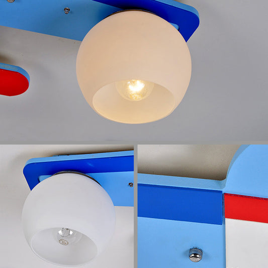 Cartoon Airplane Flush Mount Fixture 3 Bulbs Metal Ceiling Light in Blue for Kindergarten Clearhalo 'Ceiling Lights' 'Close To Ceiling Lights' 'Close to ceiling' 'Flush mount' Lighting' 190949