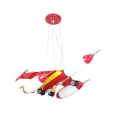 Airplane Suspension Pendant Light Kids White Glass Bedroom LED Chandelier in Red/Blue/Dark Blue Clearhalo 'Ceiling Lights' 'Chandeliers' Lighting' options 1909503