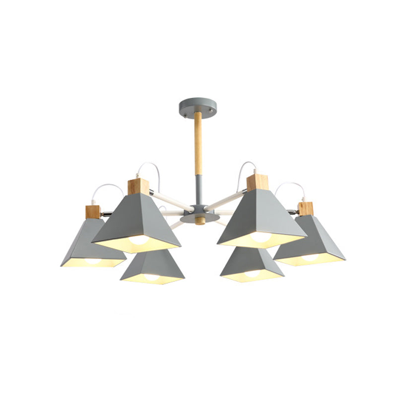 Triangle Bedroom Hanging Pendant Fixture Metal 6 Lights Modern Hanging Chandelier Clearhalo 'Ceiling Lights' 'Chandeliers' Lighting' options 190964