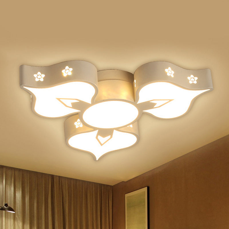 White Blossom LED Flush Mount Light Kids Pretty Metal Ceiling Lamp for Living Room Clearhalo 'Ceiling Lights' 'Close To Ceiling Lights' 'Close to ceiling' 'Flush mount' Lighting' 190969