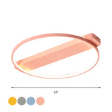 18"/22" W Child Room LED Flush Mount Macaron Yellow/Pink/Grey Close to Ceiling Light Fixture with Round Metal Frame Clearhalo 'Ceiling Lights' 'Close To Ceiling Lights' 'Close to ceiling' 'Flush mount' Lighting' 1909694