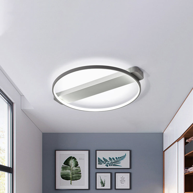 18"/22" W Child Room LED Flush Mount Macaron Yellow/Pink/Grey Close to Ceiling Light Fixture with Round Metal Frame Grey Clearhalo 'Ceiling Lights' 'Close To Ceiling Lights' 'Close to ceiling' 'Flush mount' Lighting' 1909695