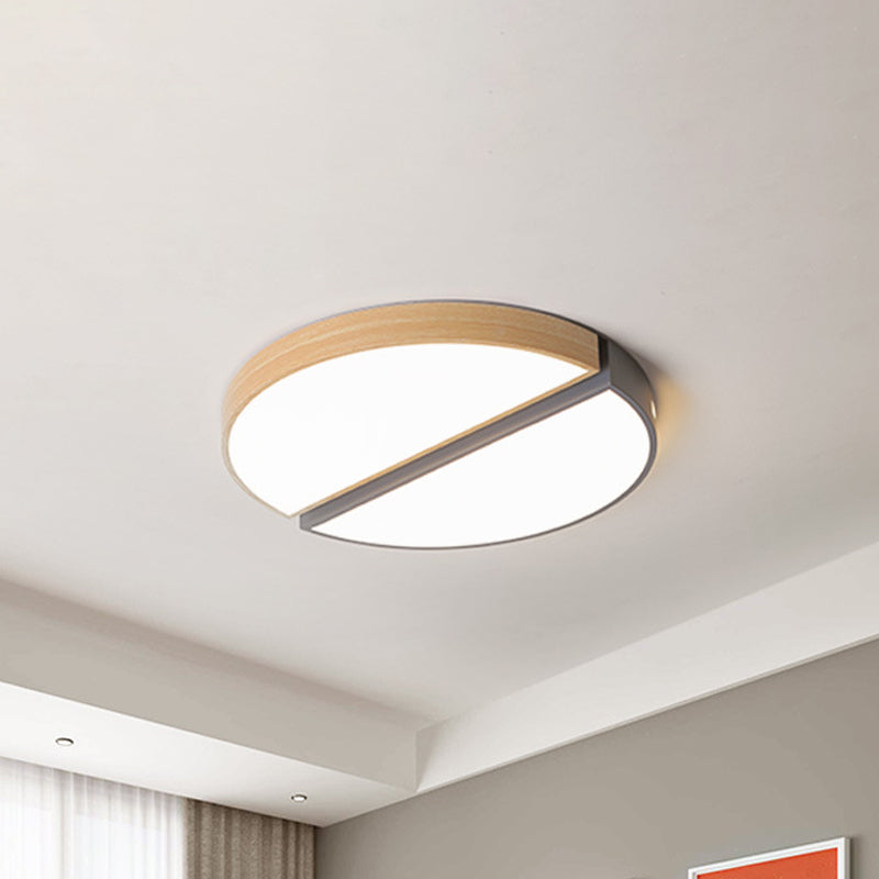 Dual Sector Design Ceiling Fixture Nordic Acrylic Green/Grey LED Flush Mounted Light in Warm/White Light, 16.5"/20.5" Wide Clearhalo 'Ceiling Lights' 'Close To Ceiling Lights' 'Close to ceiling' 'Flush mount' Lighting' 1909716