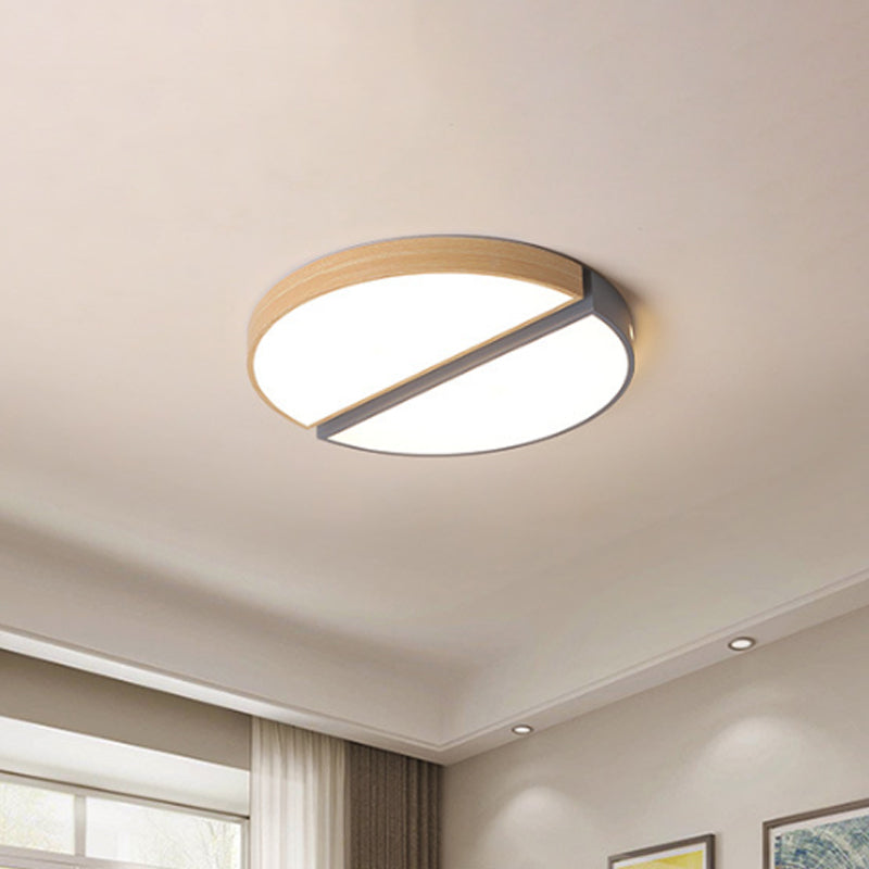 Dual Sector Design Ceiling Fixture Nordic Acrylic Green/Grey LED Flush Mounted Light in Warm/White Light, 16.5"/20.5" Wide Clearhalo 'Ceiling Lights' 'Close To Ceiling Lights' 'Close to ceiling' 'Flush mount' Lighting' 1909717