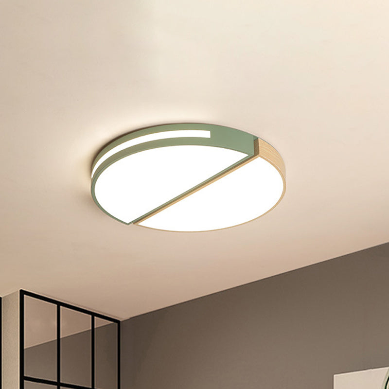 Dual Sector Design Ceiling Fixture Nordic Acrylic Green/Grey LED Flush Mounted Light in Warm/White Light, 16.5"/20.5" Wide Green Clearhalo 'Ceiling Lights' 'Close To Ceiling Lights' 'Close to ceiling' 'Flush mount' Lighting' 1909721