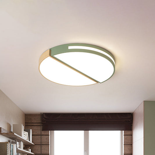 Dual Sector Design Ceiling Fixture Nordic Acrylic Green/Grey LED Flush Mounted Light in Warm/White Light, 16.5"/20.5" Wide Clearhalo 'Ceiling Lights' 'Close To Ceiling Lights' 'Close to ceiling' 'Flush mount' Lighting' 1909722