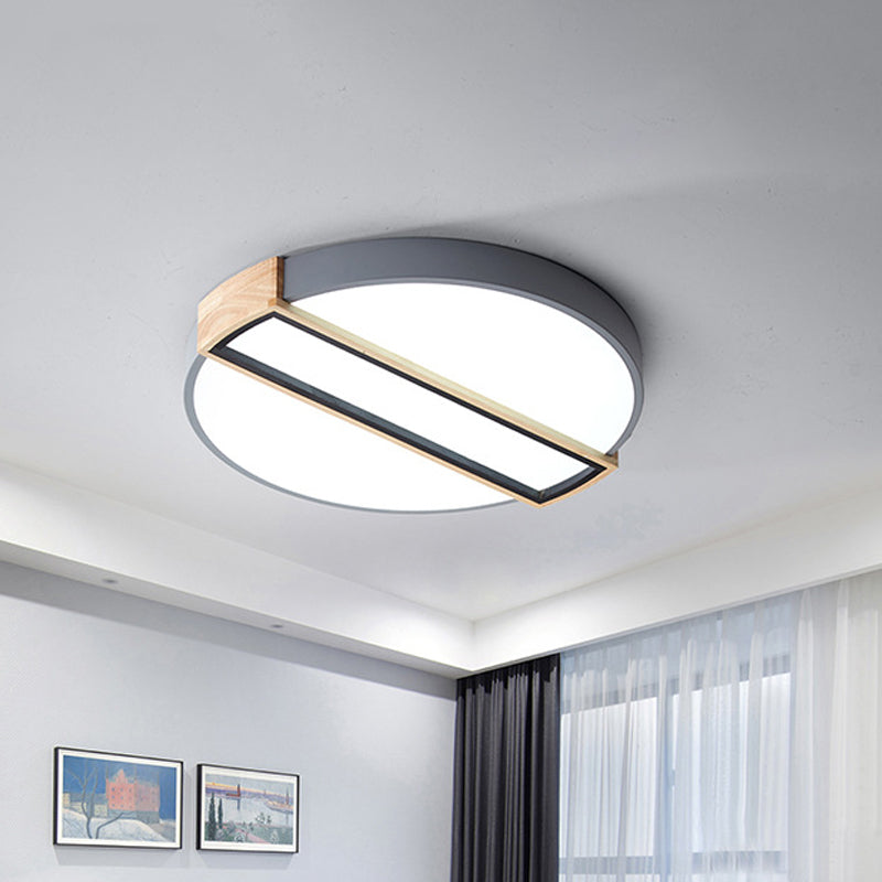 16"/19.5" Wide Nordic LED Flushmount White/Grey/Green Spliced Round Ceiling Mount Light with Acrylic Shade Grey Clearhalo 'Ceiling Lights' 'Close To Ceiling Lights' 'Close to ceiling' 'Flush mount' Lighting' 1909730