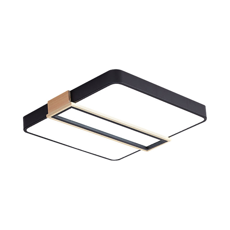 Bedroom LED Ceiling Flush Mount Nordic Black/White/Green Flushmount Lighting with Square Acrylic Shade, 16"/19.5" W Clearhalo 'Ceiling Lights' 'Close To Ceiling Lights' 'Close to ceiling' 'Flush mount' Lighting' 1909775