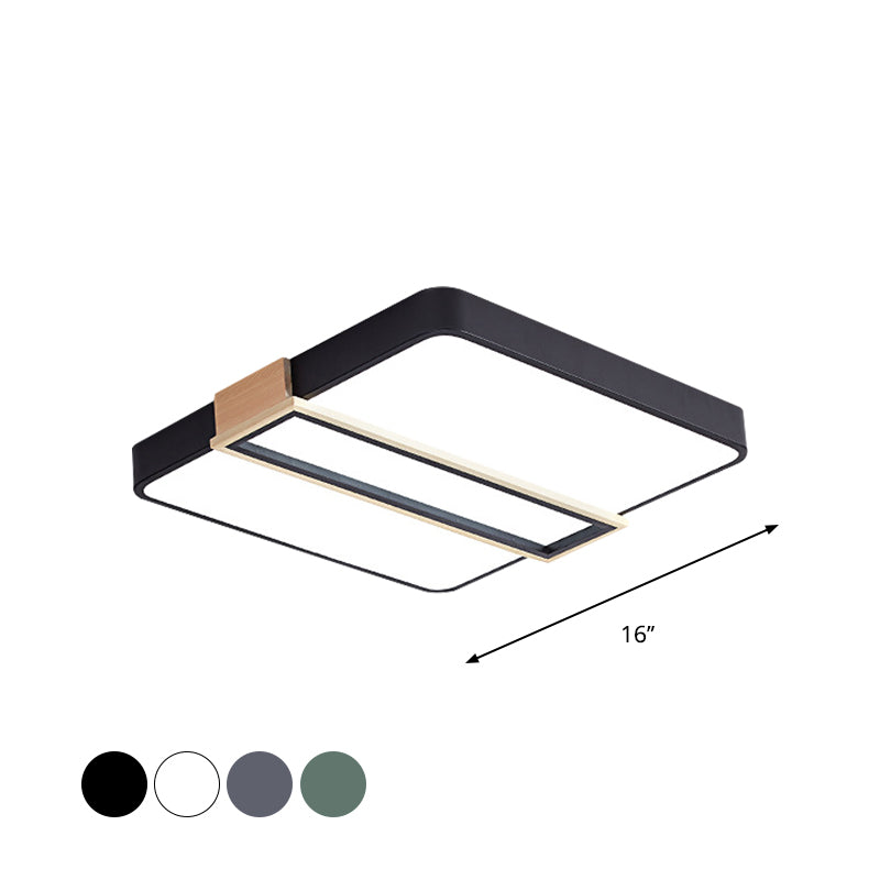 Bedroom LED Ceiling Flush Mount Nordic Black/White/Green Flushmount Lighting with Square Acrylic Shade, 16"/19.5" W Clearhalo 'Ceiling Lights' 'Close To Ceiling Lights' 'Close to ceiling' 'Flush mount' Lighting' 1909776