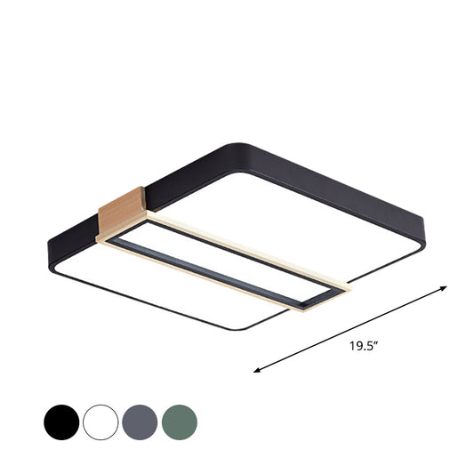 Bedroom LED Ceiling Flush Mount Nordic Black/White/Green Flushmount Lighting with Square Acrylic Shade, 16"/19.5" W Clearhalo 'Ceiling Lights' 'Close To Ceiling Lights' 'Close to ceiling' 'Flush mount' Lighting' 1909777