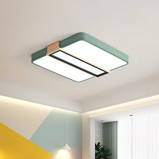 Bedroom LED Ceiling Flush Mount Nordic Black/White/Green Flushmount Lighting with Square Acrylic Shade, 16"/19.5" W Green Clearhalo 'Ceiling Lights' 'Close To Ceiling Lights' 'Close to ceiling' 'Flush mount' Lighting' 1909782