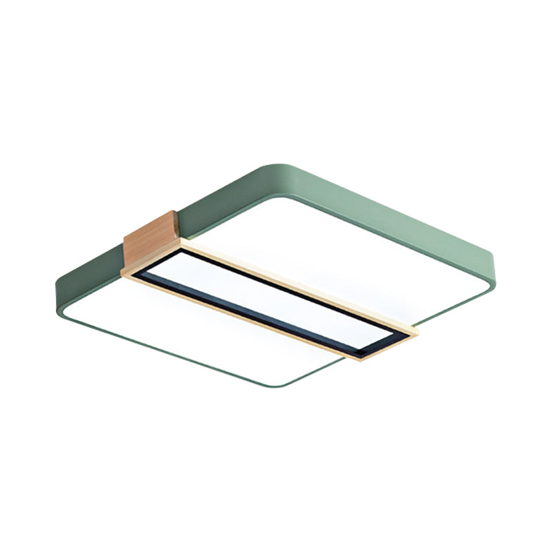 Bedroom LED Ceiling Flush Mount Nordic Black/White/Green Flushmount Lighting with Square Acrylic Shade, 16"/19.5" W Clearhalo 'Ceiling Lights' 'Close To Ceiling Lights' 'Close to ceiling' 'Flush mount' Lighting' 1909783