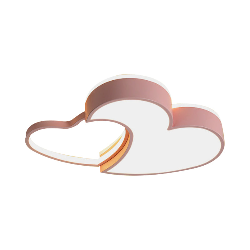 Double-Heart Kids Room Flush Light Acrylic Macaron Surface Mounted LED Ceiling Lamp in Pink/Blue/Gold, 21.5"/25.5" Wide Clearhalo 'Ceiling Lights' 'Close To Ceiling Lights' 'Close to ceiling' 'Flush mount' Lighting' 1909793