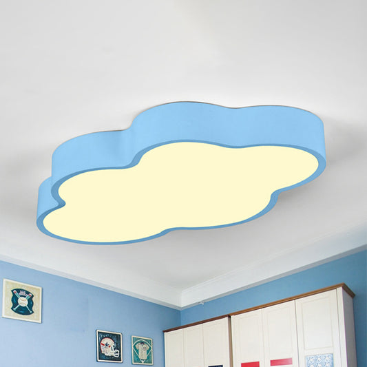 Macaron Cloud Shaped Ceiling Lighting Acrylic 20.5"/24.5" Wide LED Bedroom Flush Mounted Lamp in White/Blue Blue Clearhalo 'Ceiling Lights' 'Close To Ceiling Lights' 'Close to ceiling' 'Flush mount' Lighting' 1909797