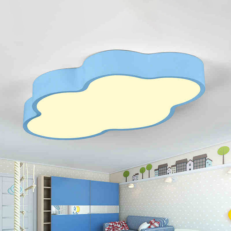 Macaron Cloud Shaped Ceiling Lighting Acrylic 20.5"/24.5" Wide LED Bedroom Flush Mounted Lamp in White/Blue Clearhalo 'Ceiling Lights' 'Close To Ceiling Lights' 'Close to ceiling' 'Flush mount' Lighting' 1909798