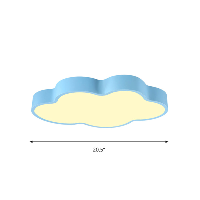 Macaron Cloud Shaped Ceiling Lighting Acrylic 20.5"/24.5" Wide LED Bedroom Flush Mounted Lamp in White/Blue Clearhalo 'Ceiling Lights' 'Close To Ceiling Lights' 'Close to ceiling' 'Flush mount' Lighting' 1909800