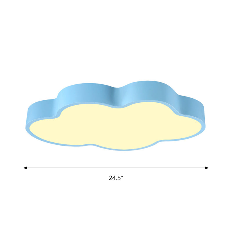 Macaron Cloud Shaped Ceiling Lighting Acrylic 20.5"/24.5" Wide LED Bedroom Flush Mounted Lamp in White/Blue Clearhalo 'Ceiling Lights' 'Close To Ceiling Lights' 'Close to ceiling' 'Flush mount' Lighting' 1909801