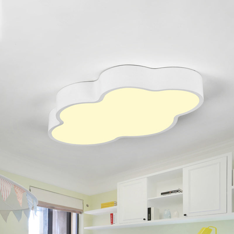 Macaron Cloud Shaped Ceiling Lighting Acrylic 20.5"/24.5" Wide LED Bedroom Flush Mounted Lamp in White/Blue White 20.5" Clearhalo 'Ceiling Lights' 'Close To Ceiling Lights' 'Close to ceiling' 'Flush mount' Lighting' 1909802