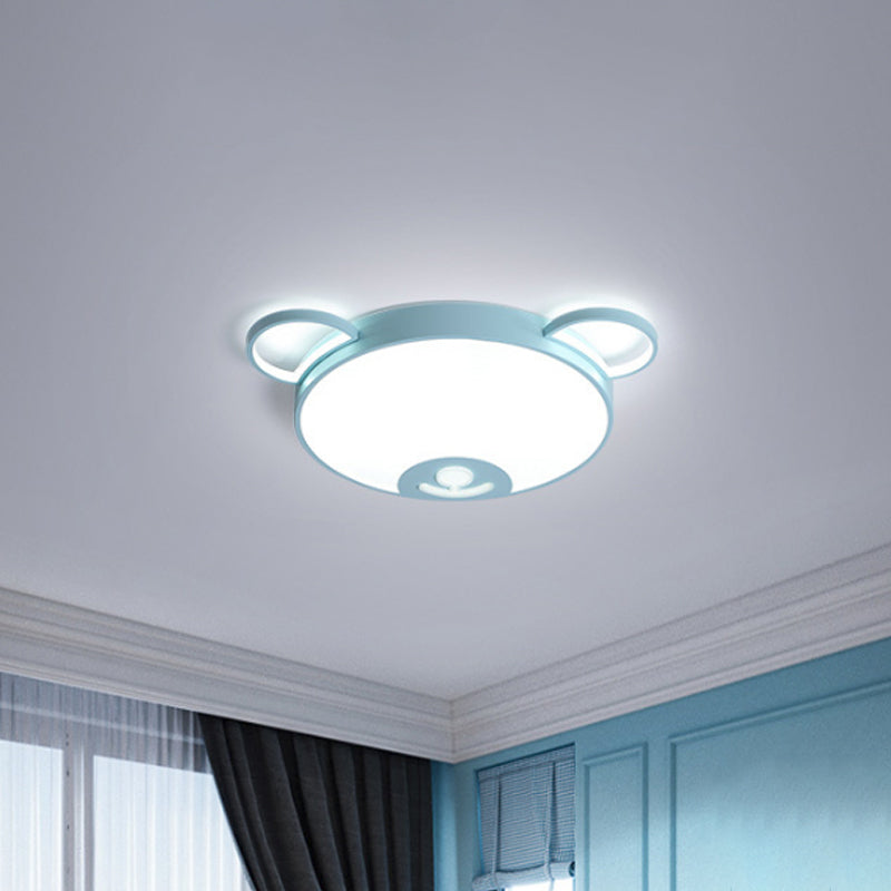 Bear Acrylic Ceiling Lamp Cartoon Pink/Blue LED Flush Mount Light Fixture in Warm/White Light, 16.5"/20.5" Width Clearhalo 'Ceiling Lights' 'Close To Ceiling Lights' 'Close to ceiling' 'Flush mount' Lighting' 1909807