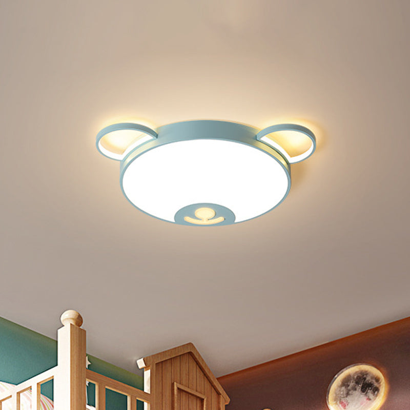 Bear Acrylic Ceiling Lamp Cartoon Pink/Blue LED Flush Mount Light Fixture in Warm/White Light, 16.5"/20.5" Width Clearhalo 'Ceiling Lights' 'Close To Ceiling Lights' 'Close to ceiling' 'Flush mount' Lighting' 1909808