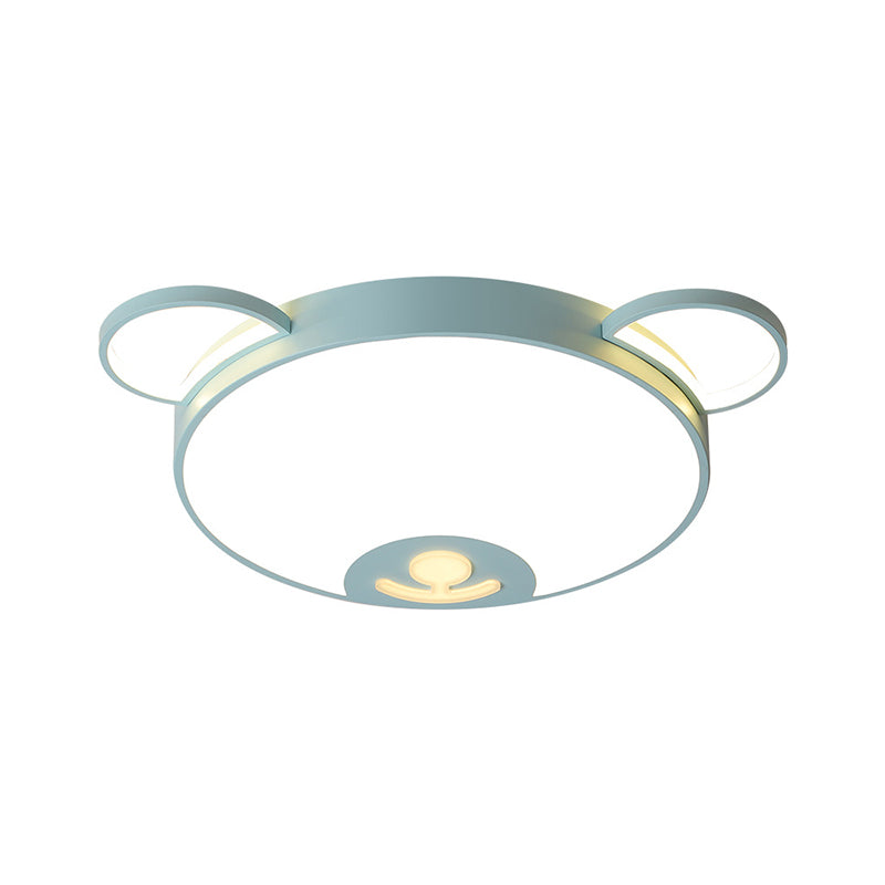 Bear Acrylic Ceiling Lamp Cartoon Pink/Blue LED Flush Mount Light Fixture in Warm/White Light, 16.5"/20.5" Width Clearhalo 'Ceiling Lights' 'Close To Ceiling Lights' 'Close to ceiling' 'Flush mount' Lighting' 1909809