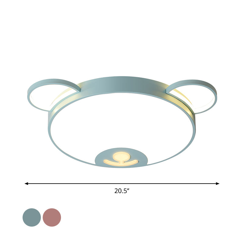 Bear Acrylic Ceiling Lamp Cartoon Pink/Blue LED Flush Mount Light Fixture in Warm/White Light, 16.5"/20.5" Width Clearhalo 'Ceiling Lights' 'Close To Ceiling Lights' 'Close to ceiling' 'Flush mount' Lighting' 1909811