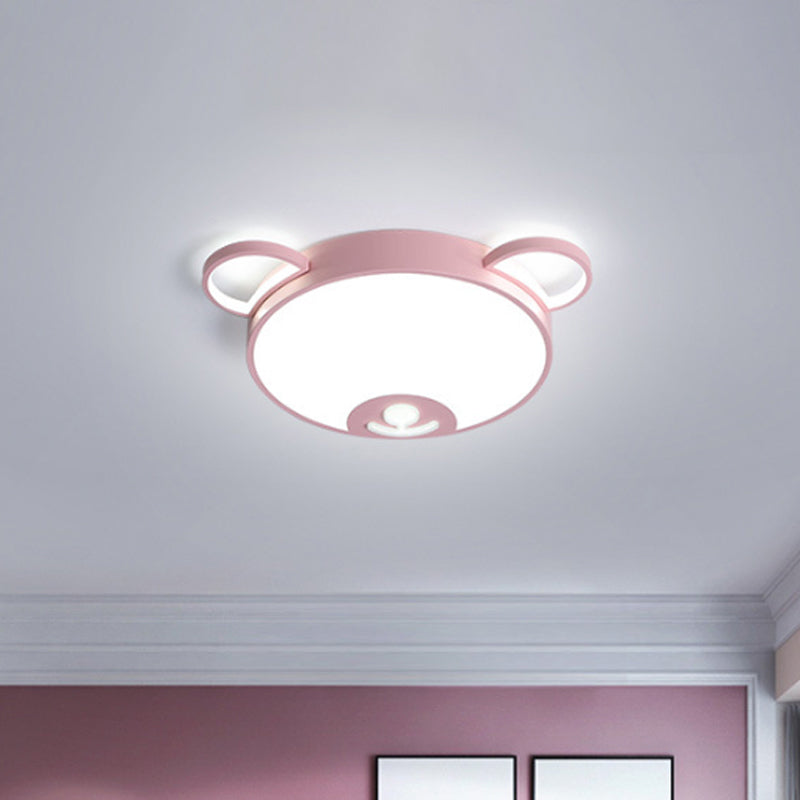 Bear Acrylic Ceiling Lamp Cartoon Pink/Blue LED Flush Mount Light Fixture in Warm/White Light, 16.5"/20.5" Width Clearhalo 'Ceiling Lights' 'Close To Ceiling Lights' 'Close to ceiling' 'Flush mount' Lighting' 1909813