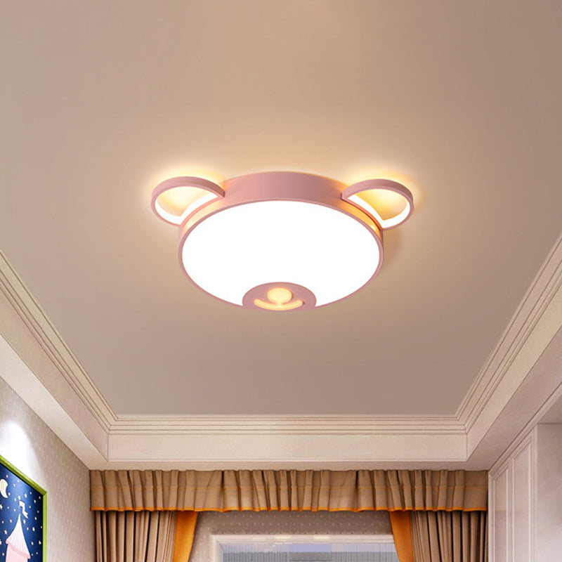 Bear Acrylic Ceiling Lamp Cartoon Pink/Blue LED Flush Mount Light Fixture in Warm/White Light, 16.5"/20.5" Width Clearhalo 'Ceiling Lights' 'Close To Ceiling Lights' 'Close to ceiling' 'Flush mount' Lighting' 1909814