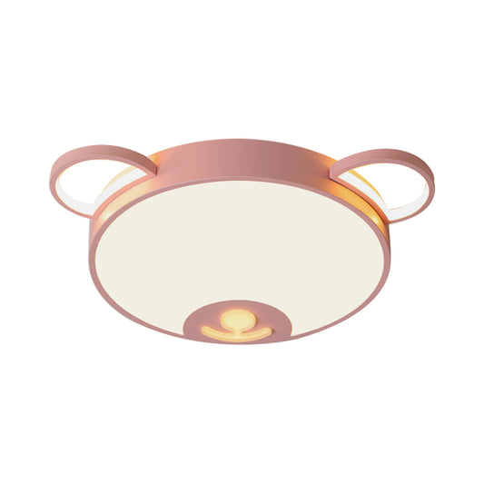 Bear Acrylic Ceiling Lamp Cartoon Pink/Blue LED Flush Mount Light Fixture in Warm/White Light, 16.5"/20.5" Width Clearhalo 'Ceiling Lights' 'Close To Ceiling Lights' 'Close to ceiling' 'Flush mount' Lighting' 1909815