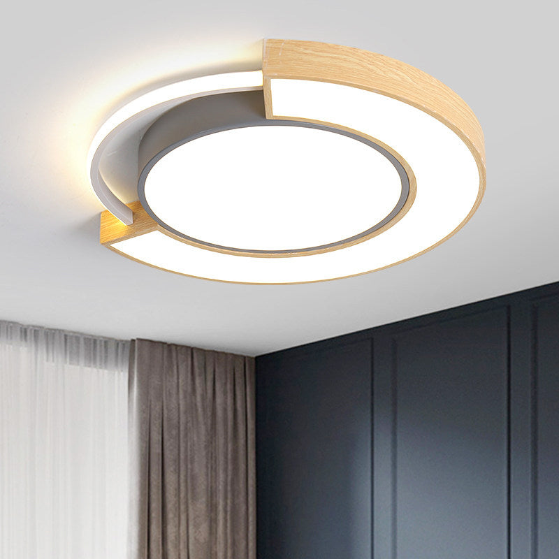 Metal Circular LED Ceiling Lighting Macaron Grey/Green LED Flush Mount Lamp in Warm/White Light, 16.5"/20.5" Width Grey Clearhalo 'Ceiling Lights' 'Close To Ceiling Lights' 'Close to ceiling' 'Flush mount' Lighting' 1909849