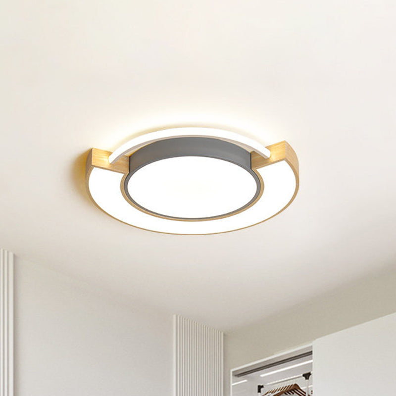 Metal Circular LED Ceiling Lighting Macaron Grey/Green LED Flush Mount Lamp in Warm/White Light, 16.5"/20.5" Width Clearhalo 'Ceiling Lights' 'Close To Ceiling Lights' 'Close to ceiling' 'Flush mount' Lighting' 1909850