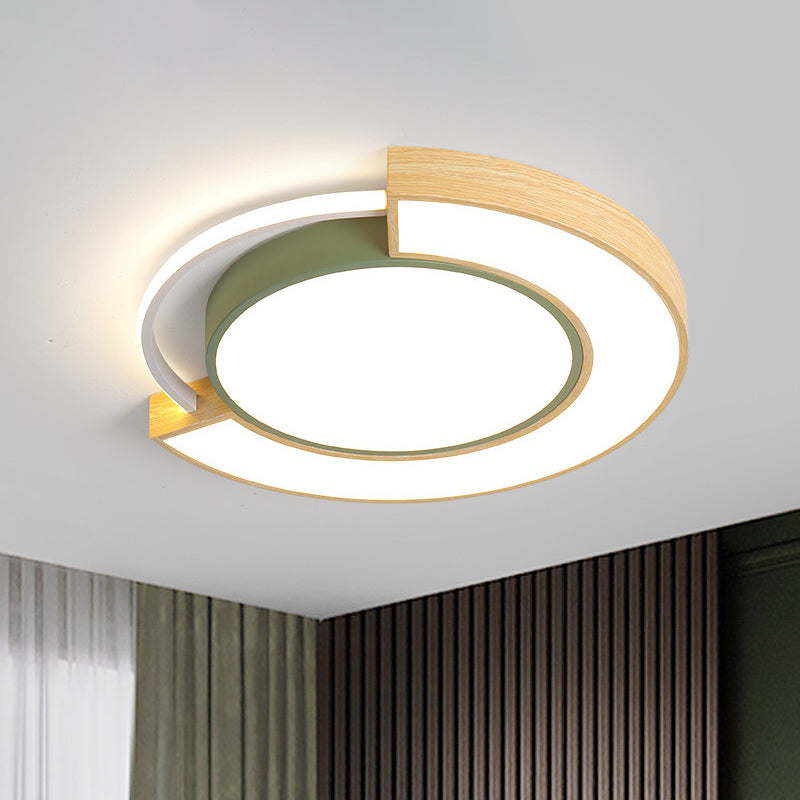 Metal Circular LED Ceiling Lighting Macaron Grey/Green LED Flush Mount Lamp in Warm/White Light, 16.5"/20.5" Width Green Clearhalo 'Ceiling Lights' 'Close To Ceiling Lights' 'Close to ceiling' 'Flush mount' Lighting' 1909855