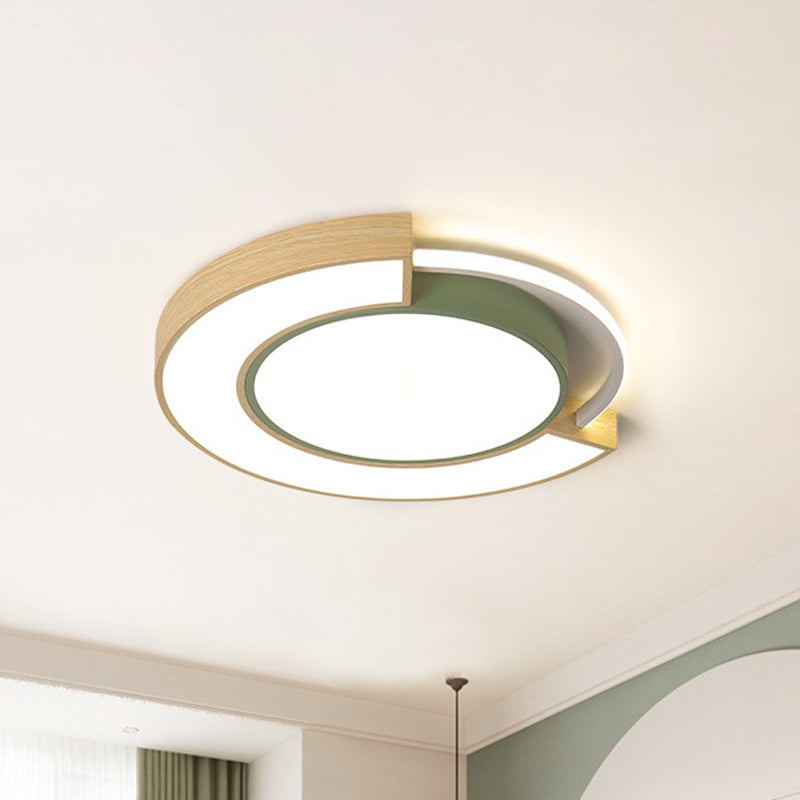 Metal Circular LED Ceiling Lighting Macaron Grey/Green LED Flush Mount Lamp in Warm/White Light, 16.5"/20.5" Width Clearhalo 'Ceiling Lights' 'Close To Ceiling Lights' 'Close to ceiling' 'Flush mount' Lighting' 1909856