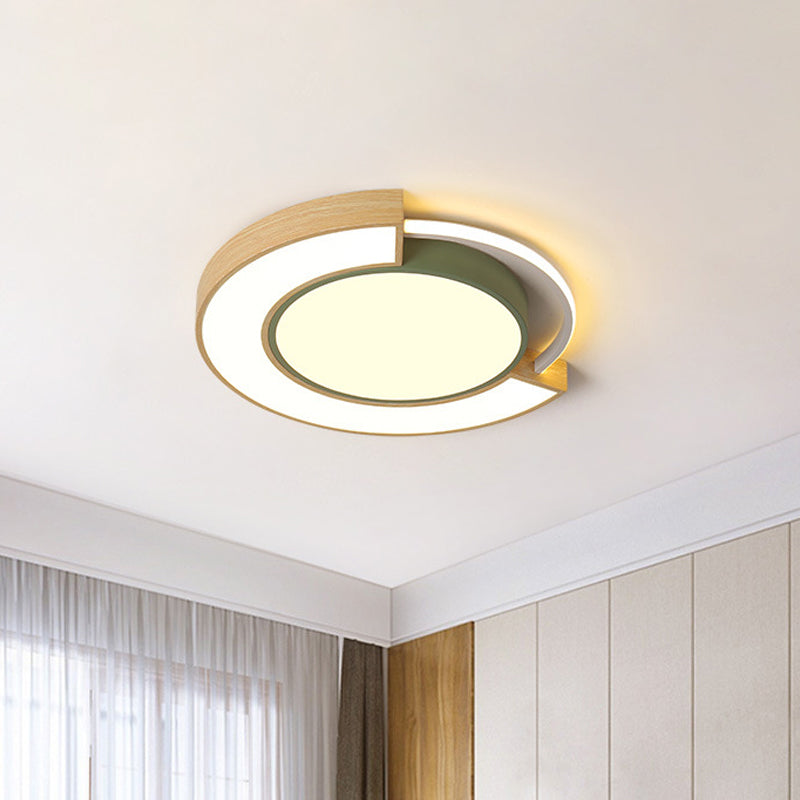 Metal Circular LED Ceiling Lighting Macaron Grey/Green LED Flush Mount Lamp in Warm/White Light, 16.5"/20.5" Width Clearhalo 'Ceiling Lights' 'Close To Ceiling Lights' 'Close to ceiling' 'Flush mount' Lighting' 1909857