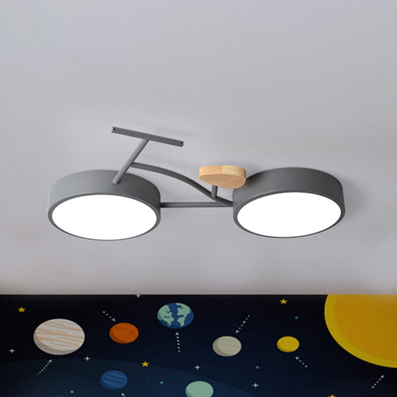 Bicycle Acrylic Ceiling Lamp Cartoon Grey/White/Green LED Semi Flush Mount Lighting in Warm/White Light for Kids Bedroom Clearhalo 'Ceiling Lights' 'Close To Ceiling Lights' 'Close to ceiling' 'Semi-flushmount' Lighting' 1909860
