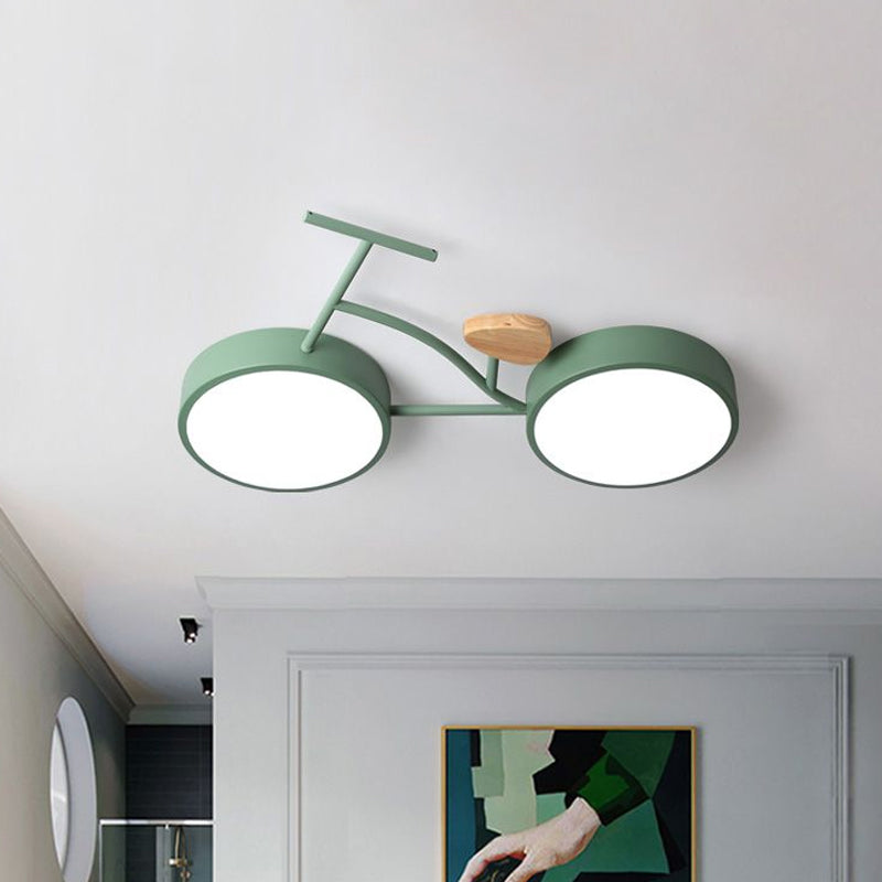 Bicycle Acrylic Ceiling Lamp Cartoon Grey/White/Green LED Semi Flush Mount Lighting in Warm/White Light for Kids Bedroom Clearhalo 'Ceiling Lights' 'Close To Ceiling Lights' 'Close to ceiling' 'Semi-flushmount' Lighting' 1909868
