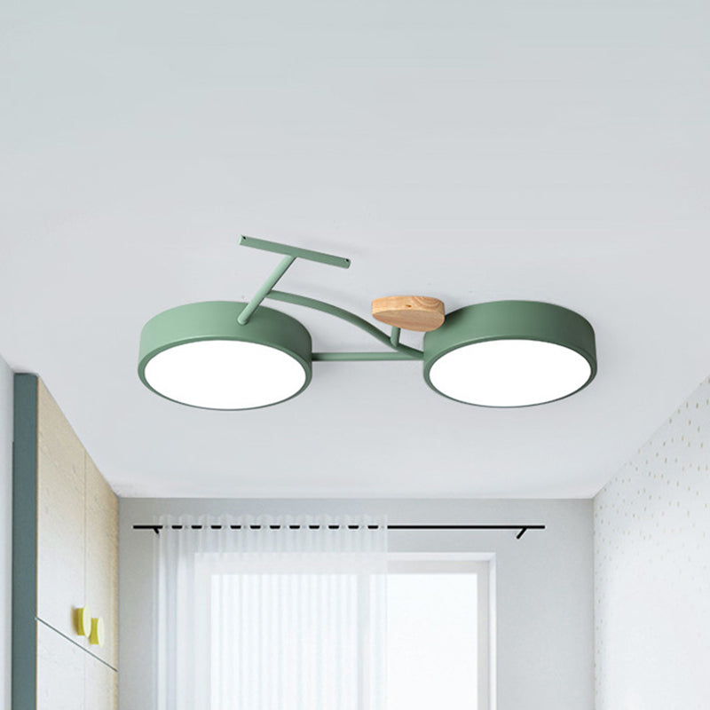 Bicycle Acrylic Ceiling Lamp Cartoon Grey/White/Green LED Semi Flush Mount Lighting in Warm/White Light for Kids Bedroom Clearhalo 'Ceiling Lights' 'Close To Ceiling Lights' 'Close to ceiling' 'Semi-flushmount' Lighting' 1909869