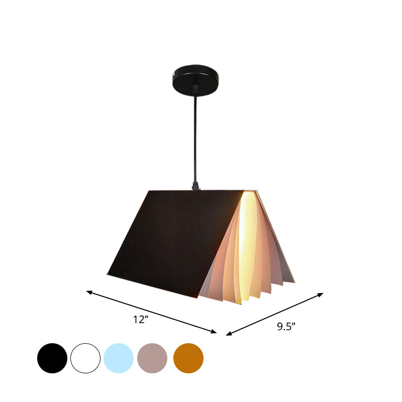 Book Shaped Cafe Pendant Lamp Metal Single-Bulb Macaron Ceiling Hang Light in Blue/Pink/Black Clearhalo 'Ceiling Lights' 'Pendant Lights' 'Pendants' Lighting' 1909934