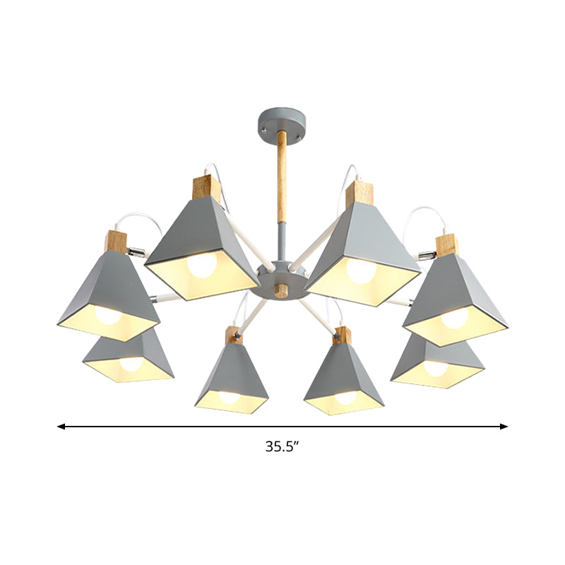 Triangle Living Room Hanging Metal 8 Lights Hanging Pendant fixture Clearhalo 'Ceiling Lights' 'Chandeliers' Lighting' options 190994